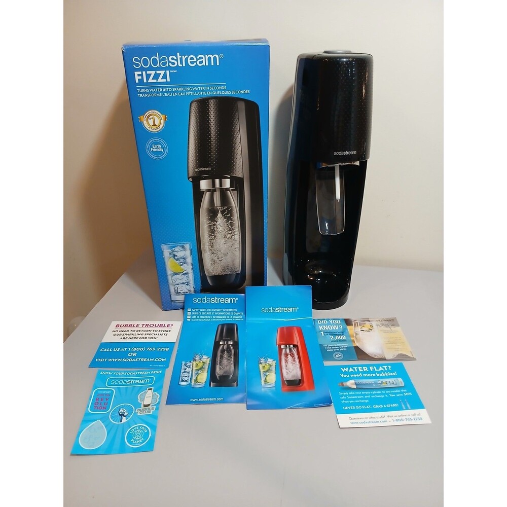 SodaStream Fizzi SPT001 Black Sparkling Water Maker Starter Kit-Empy CO2 Can
